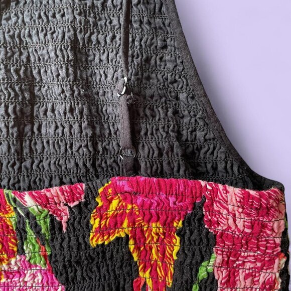 Xhilaration Pink & Black Floral Ruched Crop Tank – Size Small - Picture 6 of 8